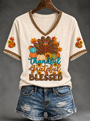 Women's Christian Thankful And Blessed Short Sleeve  T-shirt