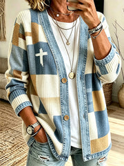 Women's Christian Art Patchwork Cardigan