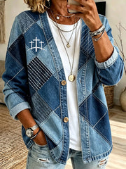 Women's Christian Art Patchwork Cardigan