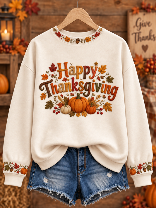 Women's Thanksgiving print Regular Sweatshirt