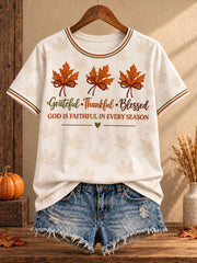 Women's Thanksgiving Faith Lover Art Printed T-shirt