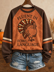 Women's Thanksgiving Turkey Art Printed Sweatshirt