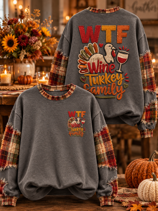 Women's Wine Turkey Family Regular Sweatshirt
