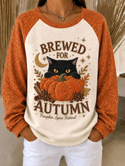 Women's Autumn Pumpkins Raglan Sleeve Sweatshirt