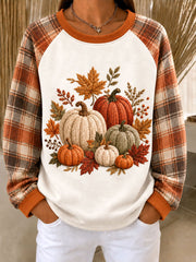 Women's Autumn Pumpkins Raglan Sleeve Sweatshirt