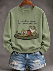 Women's 'I Could Be Meaner But Jesus Said No' Printed Casual Sweatshirt