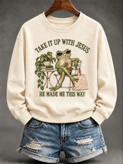 Women’s 'Take It Up With Jesus' Printed Casual Hoodie