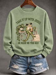 Women’s 'Take It Up With Jesus' Printed Casual Hoodie
