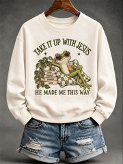 Women’s 'Take It Up With Jesus' Printed Casual Hoodie