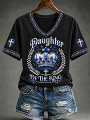 Women's Christian Daughter of the King V-neck Short Sleeve T-shirt