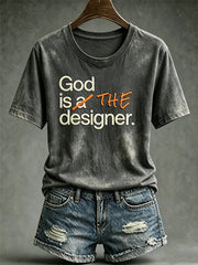 Women's faith theme slogan pattern printed casual short-sleeve T-shirt