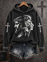 Women's Jesus Print Casual Sweatshirt