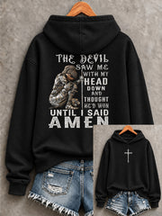 Women's The Devil Saw Me With My Head Down Thought He'd Won Until I Said Amen Print Sweatshirt