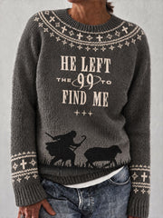 Women's "He Left The 99 To Find Me" Faith Print Casual Sweater
