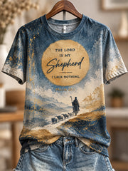 Women's The Lord Is My Shepherd Faith Print Short-sleeved T-shirt