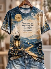 Women's A Lamp to My Feet Faith Print Short-sleeved T-shirt