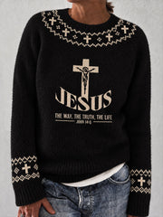 Women's "Jesus Is The Way, the Truth, the Life" Faith Print Casual Sweater