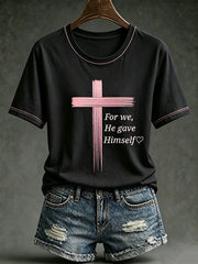 Women's faith theme pattern printed casual short-sleeve T-shirt