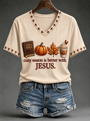 Women's Cozy Season Is Better With Jesus Short-sleeved T-shirt