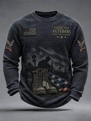 Men's U.S. Veterans Day Print Waffle Long Sleeve T-Shirt