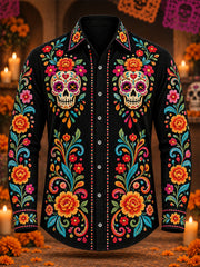 Men's Mexico Day of The Dead Art Print Shirt