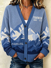 Women's Yahweh Print Cardigan-Style Knit Jacket