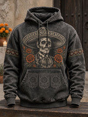 Men's Mexico Day of The Dead Floral Art Printed Hoodie