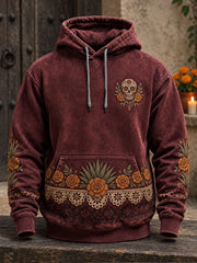 Men's Mexico Day of The Dead Floral Art Printed Hoodie