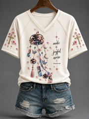 Women's Faith V-neck Off-shoulder Short-sleeved T-shirt