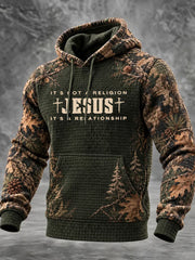 Men's Christian IT'S NOT A RELIGION JESUS IT'S A RELATIONSHIP Checkered Cotton Hoodie