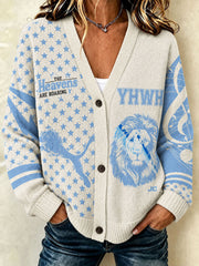 Women's The Heavens Are Roaring Print Cardigan-Style Knit Jacket