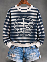 Women's Christian Waymaker Stripe Regular Sweatshirt