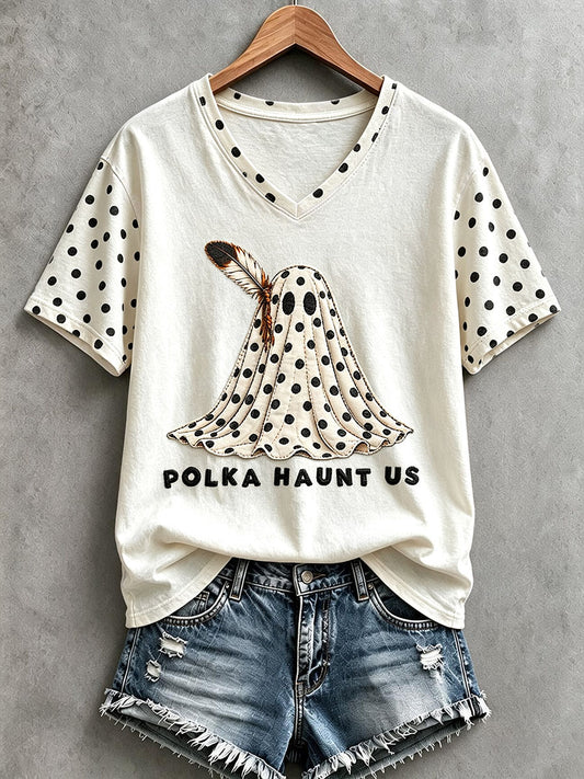Women's Polka-Dot Art Ghost T-Shirt
