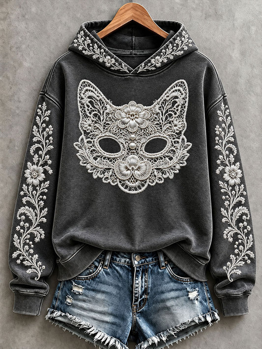 Women's Floral Cat Hoodies