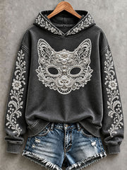 Women's Floral Cat Hoodies