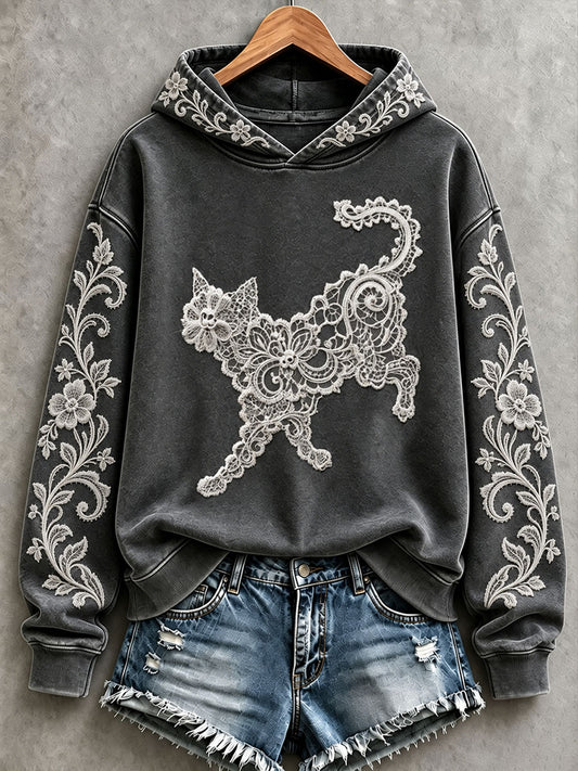 Women's Floral Cat Hoodies