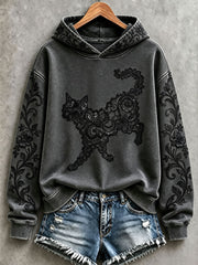Women's Floral Cat Hoodies