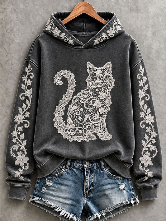 Women's Floral Cat Hoodies