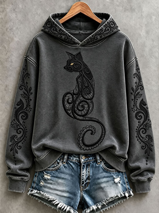 Women's black cat hoodies