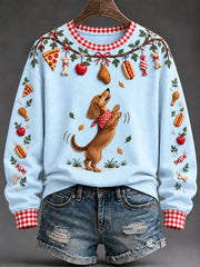 Women's "Every Pet’s Thanksgiving Dream" Dachshund Print Casual Sweatshirt