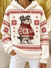 Women's Cute Winter Dog P Casual Flannel Hoodie