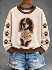 Women's Cute Dog Art Regular Sweatshirt