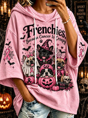 Women’s Halloween Costume Dog And Pink Public Welfare Ribbon Pattern Design Casual Hoodie
