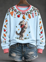 Women's "Every Pet’s Thanksgiving Dream" Schnauzer Print Casual Sweatshirt