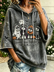 Women's Halloween Dog Pattern Design Casual Hoodie