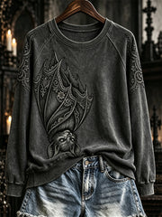 Women's Halloween Gothic Lace Bat Art Print raglan sleeve sweatshirt