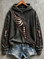 Women's Halloween Zipper Skeleton Hoodies