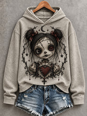 Women's Halloween Art Patchwork Print Casual Hoodie
