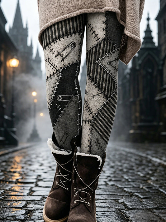 Women's Halloween Patchwork Print Leggings