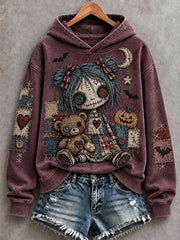 Women's Halloween Art Patchwork Print Casual Hoodie